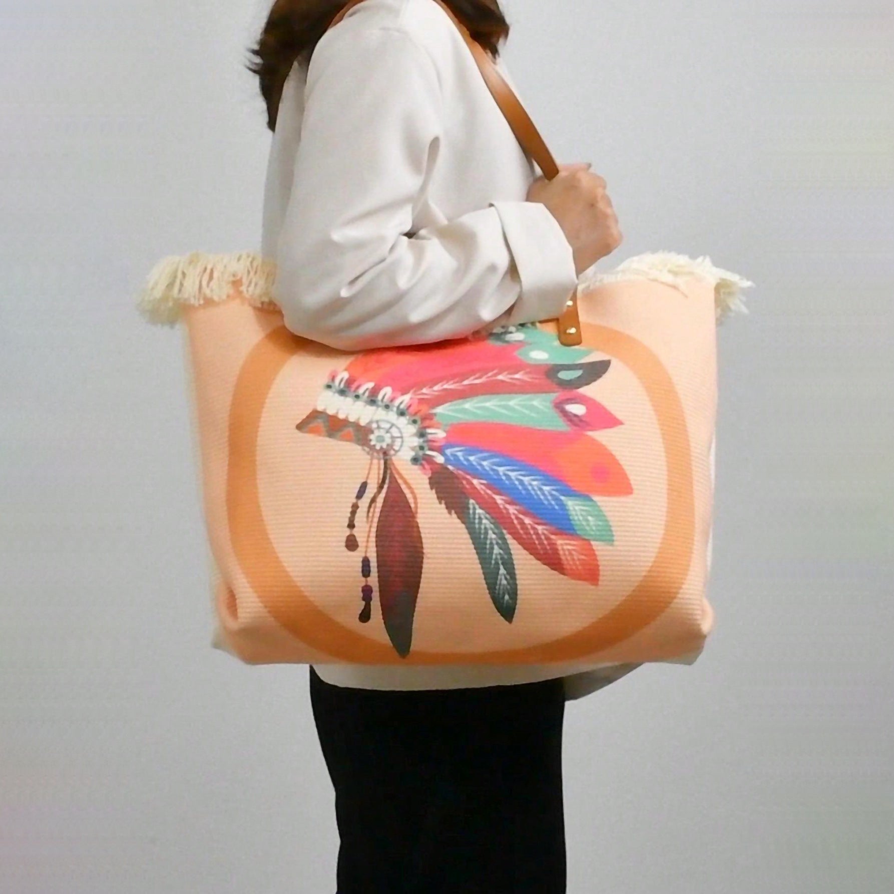 Fashion Large Tote Bag – High-Aesthetic Printed Handbag, Ethnic Style Travel Shoulder Shopper